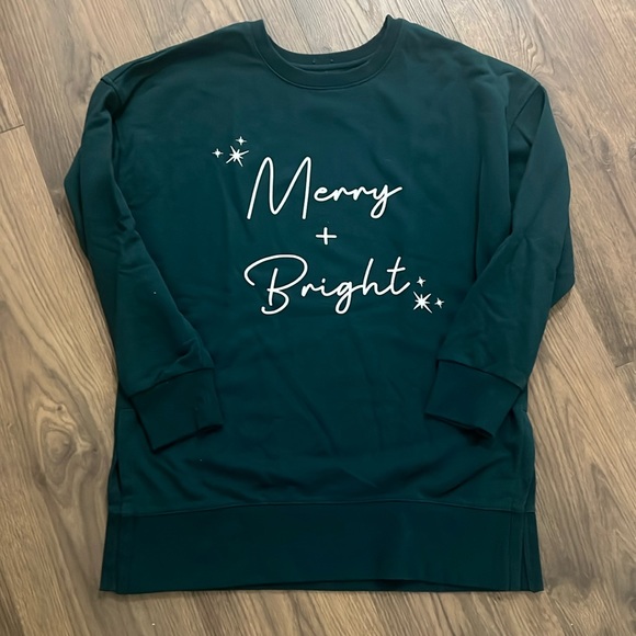 Ellen Tracy Merry & Bright Holiday pullover sweater dark green - Picture 1 of 4